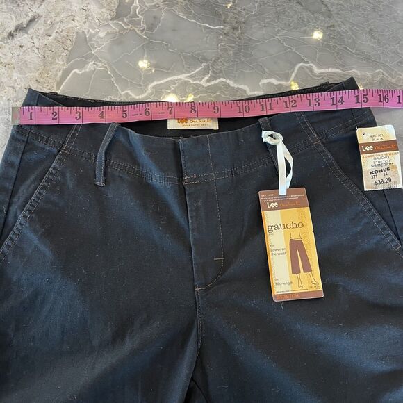 Gaucho Capri Jeans 5/6 NEW Lee Womens Black Denim Flared Casual 70's Retro Y2K - Picture 7 of 10